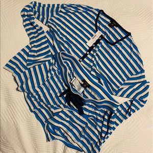 J . Crew pajamas NWT jersey Henley set in stripes